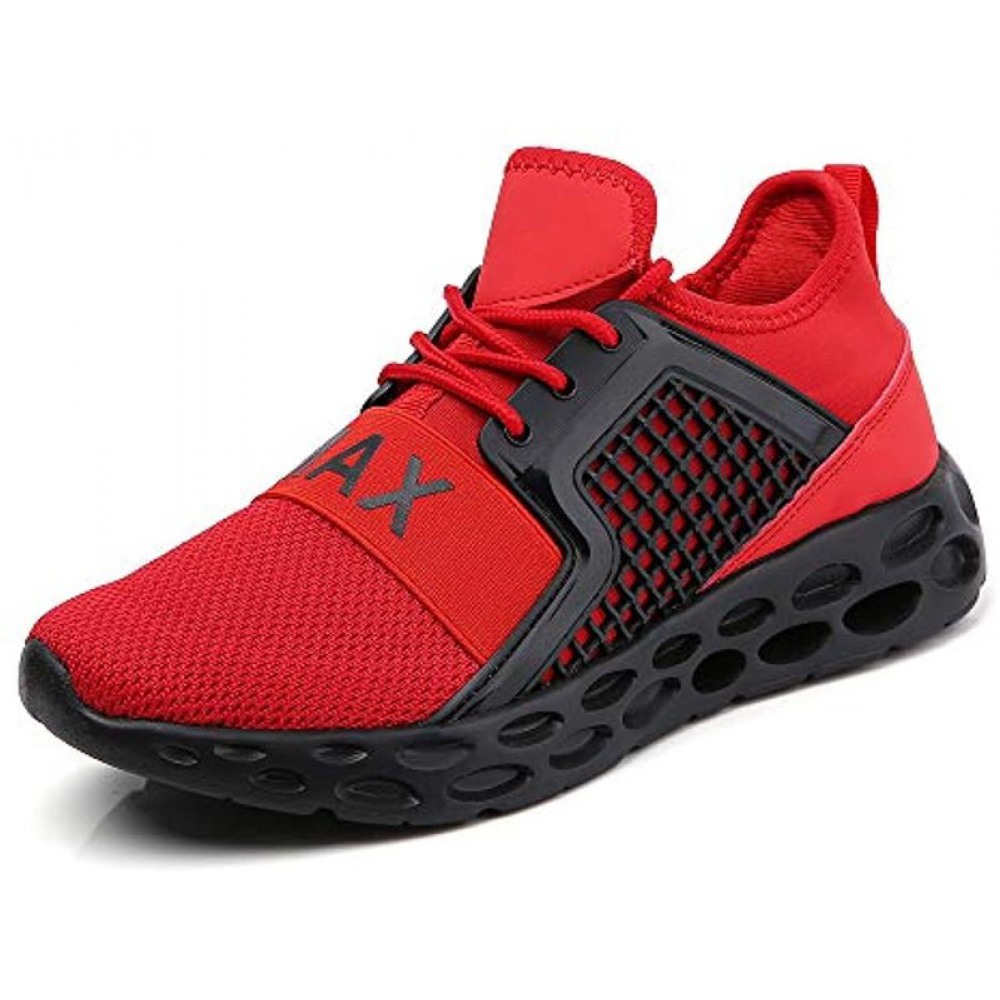 Men's Sport Running Shoes Tennis Athletic Walking Sneakers Black Red