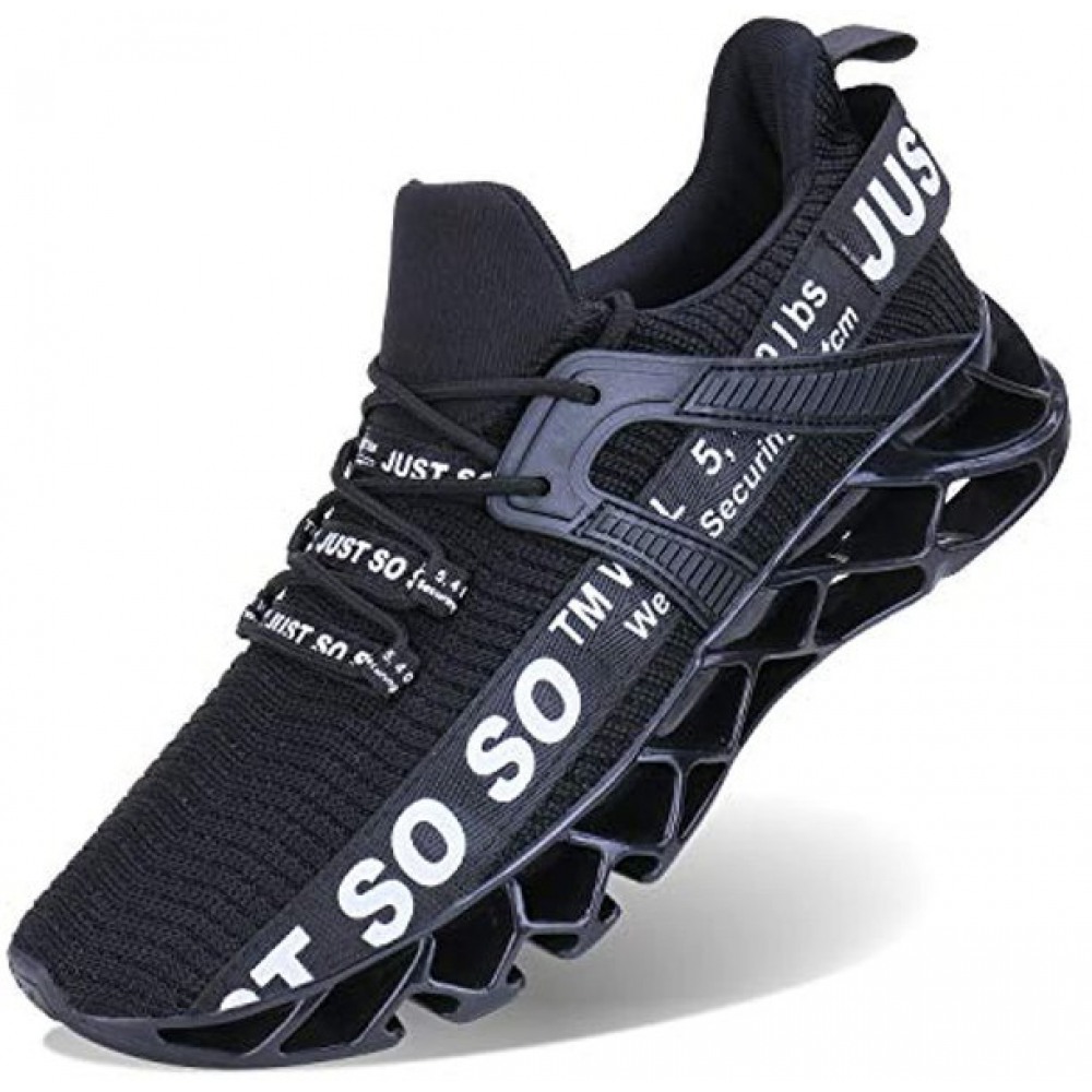 Men's Runing Shoes Walking Non Slip Blade Type Sneakers Black White